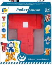 Παιδικό παιχνίδι 4 σε 1 Raya Toys - μετασχηματιστής αλφαβήτου,Ρομπότ Αστυνομία, Επιστολή Τ -1