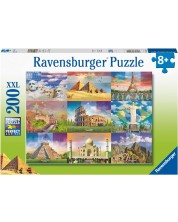 Παιδικό παζλ Ravensburger 200 XXL κομμάτια - Παγκόσμια ορόσημα