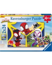 Παιδικό παζλ Ravensburger 2 x 24 κομμάτια - Ο Spidey και οι καταπληκτικοί φίλοι του -1