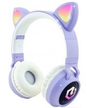 Παιδικά ακουστικά PowerLocus - Buddy Ears, ασύρματα, μωβ/άσπρα -1