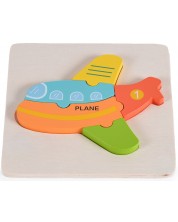 Παιδικό ξύλινο παζλ Moni Toys - Αεροπλάνο, 5 κομμάτια  -1