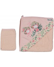 Παιδική πετσέτα και γάντι  μπάνιου Miniworld - 80 х 80 cm, powder -1