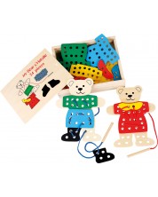Παιδικό ξύλινο παιχνίδι Small Foot - Αρκούδες για κορδόνι, 24 τεμάχια  -1