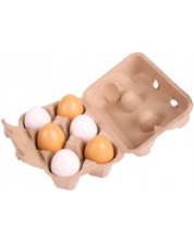 Ξύλινο παιχνίδι Bigjigs - Αυγά σε χάρτινο κουτί, 6 τεμάχια -1
