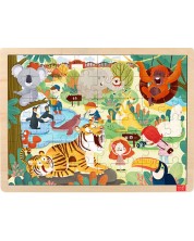 Παιδικό ξύλινο παζλ Toi World - Ζωολογικός κήπος, 48 κομμάτια