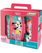 Παιδικό σετ Stor Minnie Mouse - Μπουκάλι, κουτί φαγητού και μαχαιροπίρουνα  -1