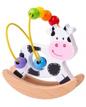 Παιδικός λαβύρινθος Bigjigs - Κουνιστή αγελάδα με χάντρες -1