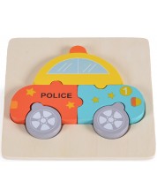 Παιδικό ξύλινο παζλ  Moni Toys -Αστυνομικό αυτοκίνητο, 5 τεμάχια 