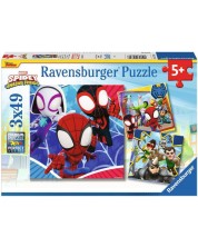 Детски пъзел Ravensburger 3 x 49 κομμάτια - Ο Spidey και οι καταπληκτικοί φίλοι του -1