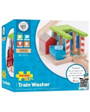 Παιδικό ξύλινο παιχνίδι Bigjigs -Πλυντήριο αυτοκινήτων για τρένα