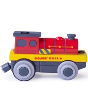 Παιδικό ξύλινο παιχνίδι Bigjigs - Ατμομηχανή με μπαταρίες, κόκκινο -1