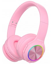 Παιδικά ακουστικά με μικρόφωνο PowerLocus - PLED, ασύρματα, ροζ