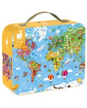 Παιδικό παζλ σε βαλίτσα Janod - Παγκόσμιος χάρτης, 300 κομμάτια -1