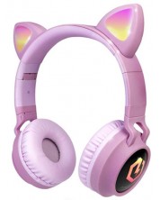 Παιδικά ακουστικά PowerLocus - Buddy Ears, ασύρματα, ροζ -1