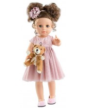 Ρούχα για κούκλα Paola Reina - Ροζ φόρεμα με κορδέλα, 42 cm