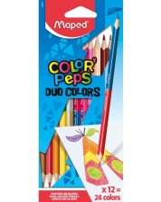 Χρωματιστά μολύβια με δύο μύτες Maped Color Peps - 12 μολύβια, 24 χρώματα -1