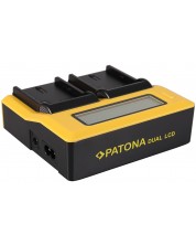 Διπλός φορτιστής Patona - για μπαταρία Canon LPE6/LP-E6, LCD, κίτρινο