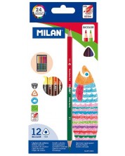 Χρωματιστά μολύβια με δύο μύτες Milan - Triangular Bicolour, 24 χρώματα -1