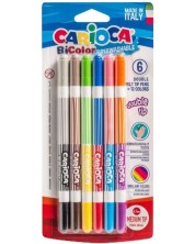 Δίχρωμοι μαρκαδόροι Carioca Bi-Color - 6 χρώματα, πλένονται  -1