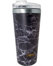 Θερμικό ποτήρι διπλού τοιχώματος Nerthus  - Μαύρο μάρμαρο, 480 ml