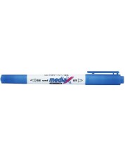 Ανεξίτηλος μαρκαδόρος με δύο μύτες Uni Mediax - PD-153T, 0.4 mm и 0.9 mm, μπλε