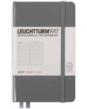 Σημειωματάριο  τσέπης Leuchtturm1917 - A6, σελίδες με γραμμές ,Anthracite -1