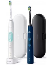 Ηλεκτρικές οδοντόβουρτσες Philips - Sonicare HX6851, 2 τεμάχια, λευκό/μπλε