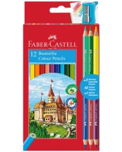 Σετ χρωματιστά μολύβια Faber-Castell - Castle, 12+6 χρώματα + ξύστρα -1