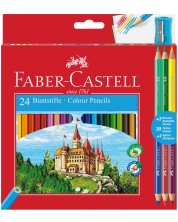 Σετ χρωματιστά μολύβια Faber-Castell - Κάστρο, 24+6 χρώματα + ξύστρα -1