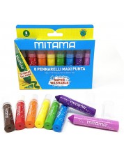 Μαρκαδόροι Mitama - Jumbo Maxi Tip, 8 χρώματα, πλένονται -1