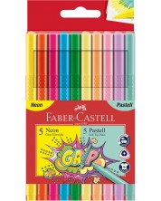 Μαρκαδόροι Faber-Castell Grip - 5 χρώματα νέον και 5 παστέλ χρώματα