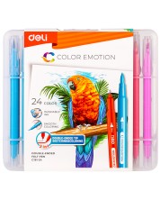 Μαρκαδόροι Deli Color Emotion - EC151-24, χρώματα, με δύο μύτες