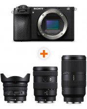 Φωτογραφική μηχανή Sony - Alpha A6700, Black + Φακός Sony - E PZ, 10-20mm, f/4 G + Φακός Sony - E, 70-350mm, f/4.5-6.3 G OSS + Φακός Sony - E, 16-55mm, f/2.8 G -1