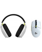 Σετ ακουστικών και ποντικιού Logitech - G435, G305, λευκό/μαύρο/λάιμ -1