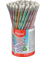 Μολύβι γραφίτη Maped - Glitter, HB, με γόμα, ποικιλία -1