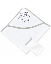 Πετσέτα με κουκούλα  BabyJem - Γκρι, 70 x 70 εκ -1