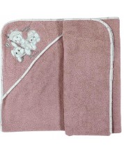 Πετσέτα με κουκούλα Bambino Casa - Paris Rosa, 100 x 100 cm -1
