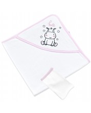 Πετσέτα με κουκούλα  BabyJem - Fusia, 70 x 70 cm -1