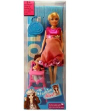 Σετ παιχνιδιών Raya Toys -- Fashion Girl έγκυος κούκλα, με κοριτσάκι, ποικιλία -1