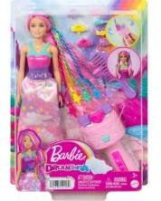 Σετ παιχνιδιού Barbie Dreamtopia - Κούκλα για χτένισμα με αξεσουάρ