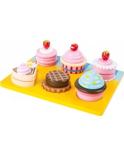 Σετ παιχνιδιών Small Foot - Cupcakes και τούρτες για κοπή,13 τεμάχια -1