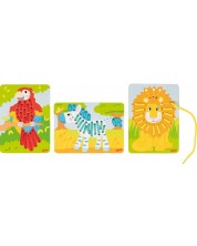 Παιχνίδι ραπτικής Goki - Παπαγάλος, λιοντάρι, ζέβρα -1