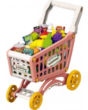 Σετ παιχνιδιών Market - Καλάθι αγορών με προϊόντα, 56 τεμάχια, ροζ -1