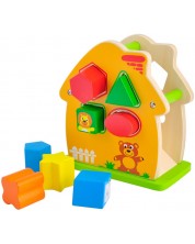 Σετ παιχνιδιού Acool Toy - Ξύλινο σπίτι με ζώα, διαλογέας