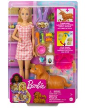 Σετ παιχνιδιού Barbie - Barbie, με νεογέννητα κουτάβια και αξεσουάρ