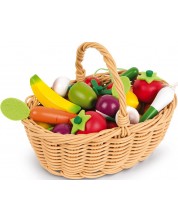 Σετ παιχνιδιών Janod - Καλάθι με φρούτα και λαχανικά, 24 κομμάτια -1