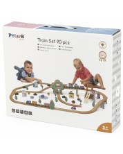 Σετ παιχνιδιών Viga PolarB - Τρένο με ράγες, 90 τεμάχια  -1