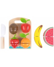Σετ παιχνιδιών Tooky Toy -Φρούτα για κοπή με σανίδα και μαχαίρι -1