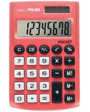 Αριθμομηχανή Milan - Pocket, 8 ψηφία, κόκκινο -1