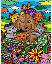 Εικόνα χρωματισμού ColorVelvet - Γατάκια και σκύλος, 29.7 х 21 cm -1